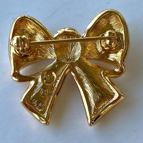 Swarovski Bow Gold Crystals Pin Brooch - Picture 2 of 7
